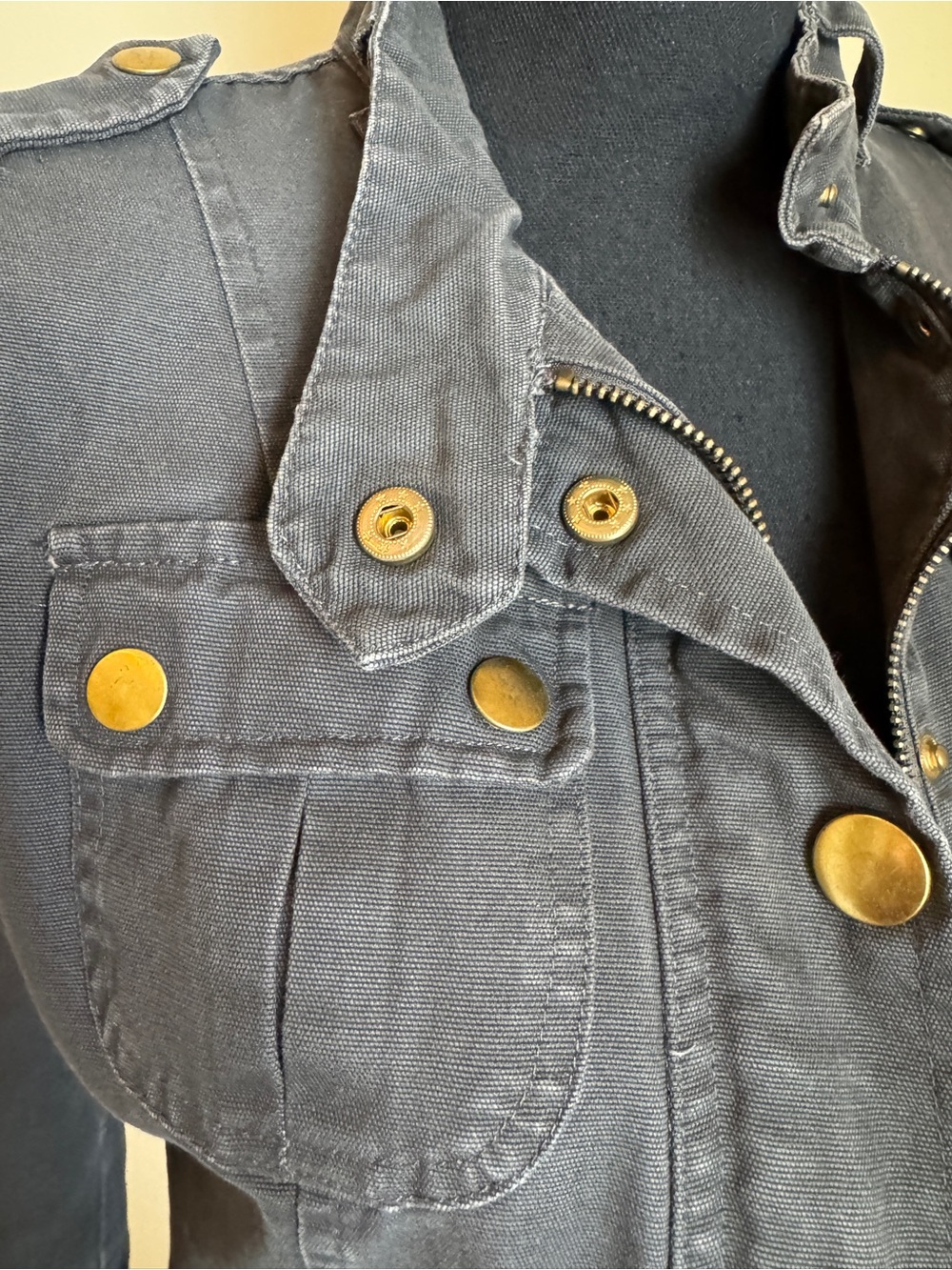 Womens Dark Gray Utility Military Jacket - Picture 5 of 5